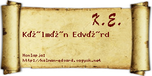 Kálmán Edvárd névjegykártya